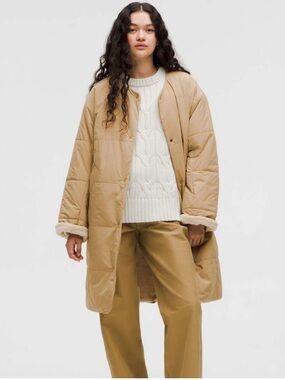 lululemon athletica Tan Quilted Long Puffer Coat